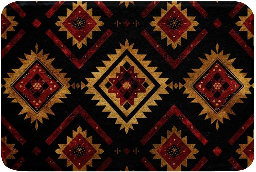 Feelyou Western Boho Decor Bath Mats for Bathroom 20"x32" Exotic Nordic Style Bohemian Rugs Ultra Soft Tribe Bath Rugs for Shower Tub Bohemian Bathroom Accossories Tribal