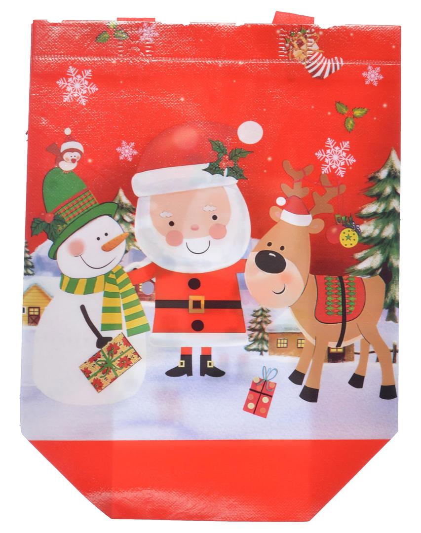 Santa Claus Snowman Deer Reusable Christmas Bag-Red