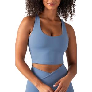 YITTY Active Sports Bra Tank, Tank Top for Women with Built-in Bra, Racerback, Removable Cups, Low-Impact Yoga and Gym (Blue, S)