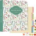 Lanpn Recipe Binder 8.5x11 3 Ring Kit, Blank Organizer Recipe Binder Waterproof Cookbook to Write in Your Own Recipes with 60 Plastic Sleeves,116 Recipes, Dividers,Labels & Stickers, Green