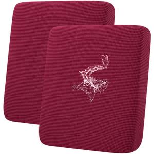 hyha Waterproof Couch Cushion Covers for Pets, Non Slip Sofa Seat Cover for Dogs Washable, Soft Thick Stretch Jacquard Fabric, Sofa Slipcovers with Elastic Bottom (2 Pieces, Wine Red)