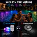 Permanent Pool Lighting System, 148FT 32 LED RGB+IC Pool Lights, 24V Low Voltage, IP68 Waterproof, App & Remote Control, Full-Coverage Lighting for Inground & Above Ground Pools