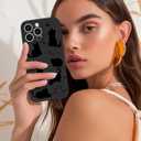 2 x Toycamp for iPhone 16 Pro Case 6.3 Inch - Women Girls Cats Cute Black Frosted Slim Fit Design Soft TPU Shockproof Protective Girly Pretty Phone Cover for Apple for iPhone 16 Pro Case