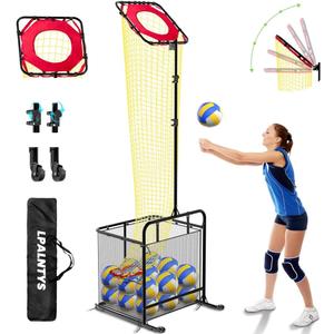 Volleyball Training Equipment, Volleyball Net System with Freely Height-Adjustable for Backyard, Volleyball Practice Net for Serving Setting Spiking, Easy Set Up for Indoor and Outdoor Use, 18"