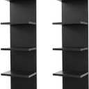 5 Tier Wall Shelf Unit,Vertical Column Shelf Floating Storage Home Decor Organizer,Display Floating Shelf for Bedroom, Living Room,Vanity -2 Pcs(Black)