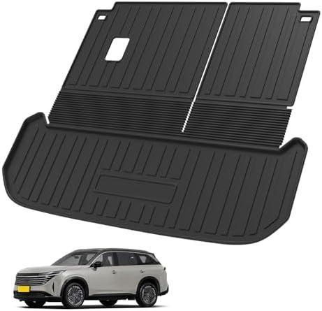 Elsetyler Custom Fit for Cargo Mat 2022-2024 2025 Nissan Pathfinder - Black TPE All Weather Waterproof Rear Cargo Liner Rear Trunk Liner Back Seat Cover Protector(Trunk Mats with Backrest Mat)