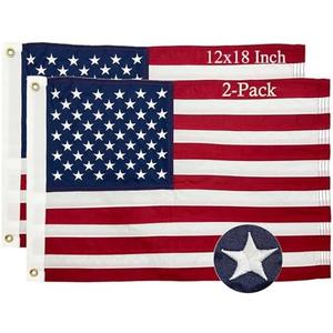 FLAGPARK American Flag Small US Boat Flag 12x18 Inch 2-Pack Small American Flags Embroidered Stars Heavy Duty for Outdoor Indoor