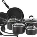 Amazon Basics Hard Anodized Non-Stick 12-Piece Cookware Set, Pots, Pans and Utensils, Black