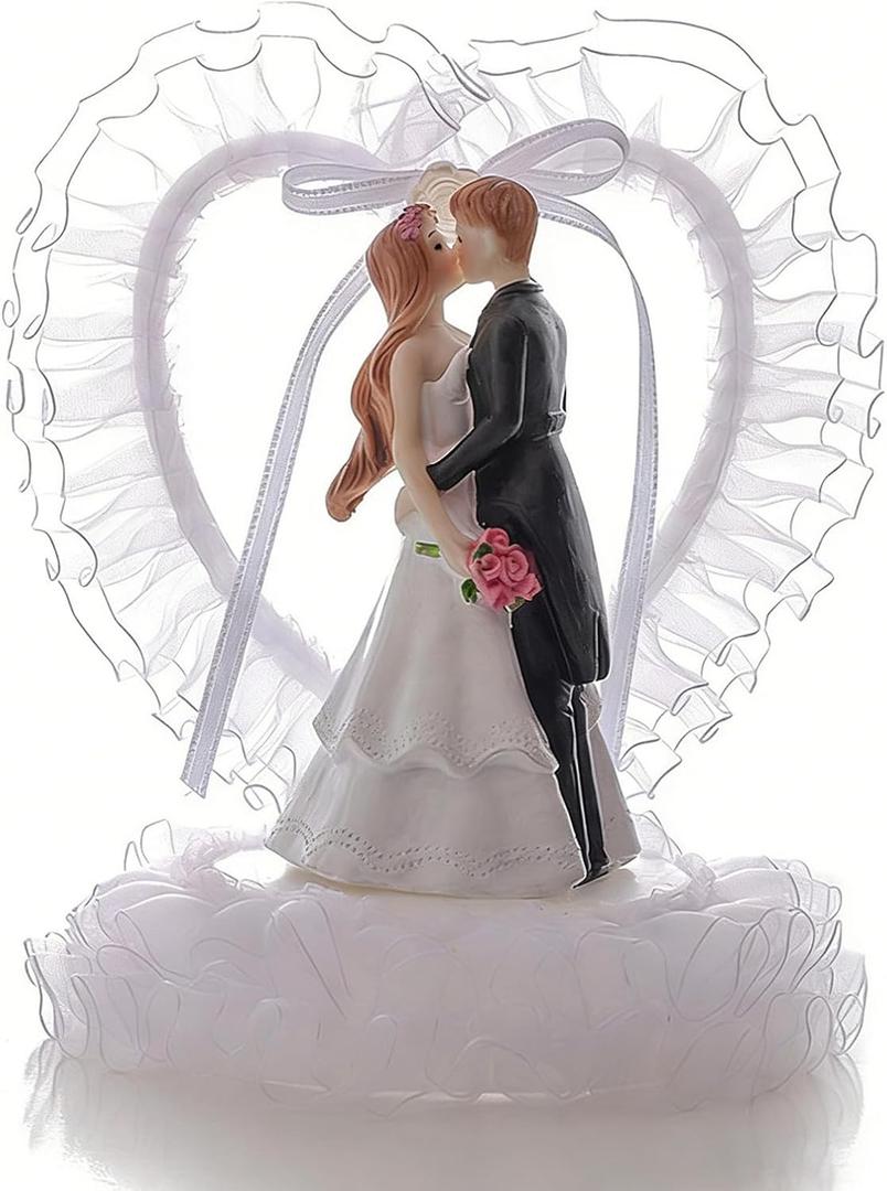 KIPETTO Wedding Cake Topper Romantic Bride and Groom Cake Topper for Wedding Valentine's Day Anniversary Birthday Party