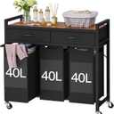 Laundry Sorter 3 Section, Laundry Hamper with 2 Drawers & 2-tone top panel, 120L Rolling Laundry Basket Organizer, Pull-Out Removable Oxford Fabric Bags for Bathroom
