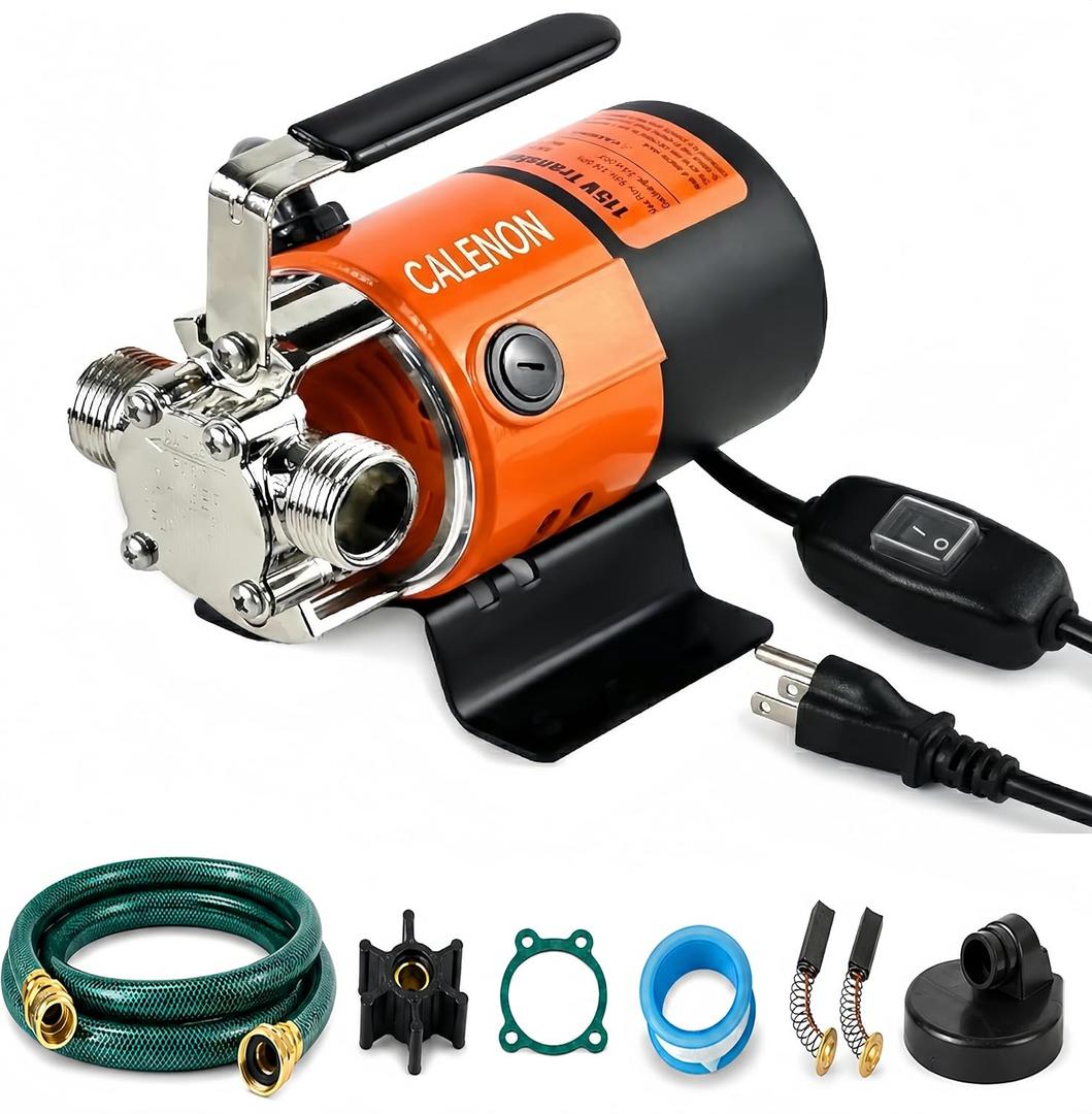 115V Water Transfer Pump, 1/10 HP 330 GPH Portable Electric Utility Pump with On/Off Switch, 6 ft Suction Hose & Strainer, for Water Heaters, Pool Covers, Aquariums, Rain Barrels