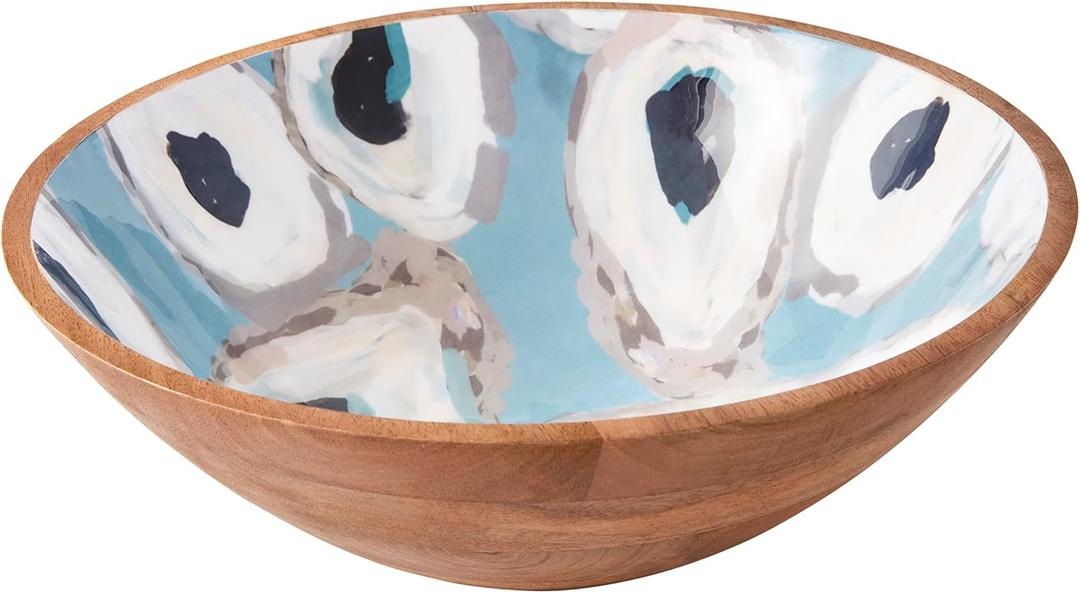 Mud Pie Enamel Oyster Bowl, 12" X 4", Blue