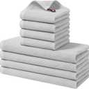 Homaxy 100% Cotton Kitchen Towels and Dishcloths Set, 12 x 12 Inches and 13 x 28 Inches, Set of 8 Bulk Kitchen Towels Set, Ultra Soft Absorbent Dish Cloths for Washing Dishes, Light Gray