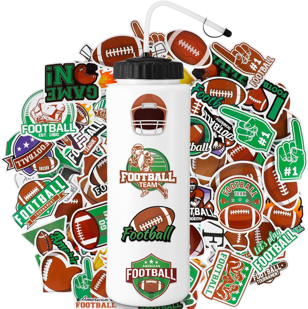 2 x Zhehao Football Gifts, 1 Pack Football Water Bottle with Long Straw and 100pcs Stickers Accessories Stuff for Boys Men Player Lovers(1l, Bpa, Squeeze)