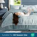 DEITAS Queen Size Comforter Set 7 Piece, Jacquard Woven with Damask, Bedding Set in a Bag Includes Soft Comforter, Bed Skirt, Pillow Shams, and Decorative Pillows, Blue