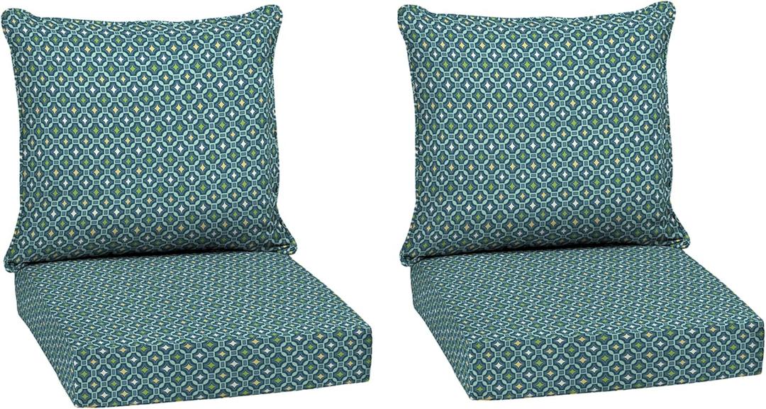 Arden Outdoor Deep Seat Cushion Set, 2-Pack, 24x24, Alana Tile