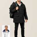 Wyeysyt Mens Long Puffer Jacket Hooded Warm Winter Coats Thicken Quilted Jacket Puffy Parka Outerwear(Black-XL)