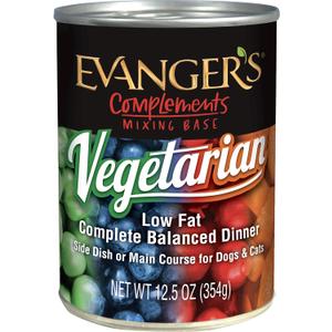 Evanger's Complements Vegetarian Dinner  12 Count, 12.5 oz Each  Grain-Free Plant-Based Food for Dogs & Cats  Balanced Mixing Base with Vegetables & Fruits
