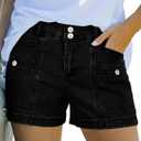 Astylish Women's High Waisted Shorts Jean Stretchy Casual Fashion Trendy Double Button Fly Denim Shorts