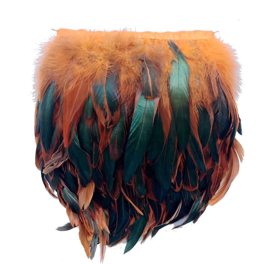 Sowder Rooster Hackle Feather Fringe Trim 5-7" in Width Pack of 5 Yards(Orange)