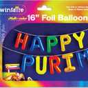 Purim Decorations Balloons - Happy Purim 16" Letter Balloons - Multi-Color Decor - Party Supplies