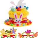 Yushanju Easter Crafts Kits Eyeglasses DIY Easter Hat Kit Easter Chick Bunny Egg for Holiday Party Supplies Game Decorations Cartoon Cap Gifts Photo Props(Yellow)