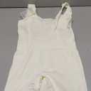 AURUZA Workout Romper For Women, Yoga Ribbed One Piece Sleeveless Exercise Tummy Control Square Neck Leggings jumpsuits (Large, Beige)