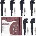Ignition Coils UF592 & Double Iridium Spark Plug Set Compatible with BMW 128i 325Ci 328i 330Ci 335i 525i 528i X3 X5 X6 Z4 Mini Cooper, Replace Part C1638 0221504470 12120032137, 6 Pack