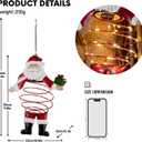 Solar Santa Claus Hanging Decoration, Metal Spiral Christmas Ornament for Indoor Outdoor Garden, Holiday Santa Sculpture Gift for Mom, Women, Friends