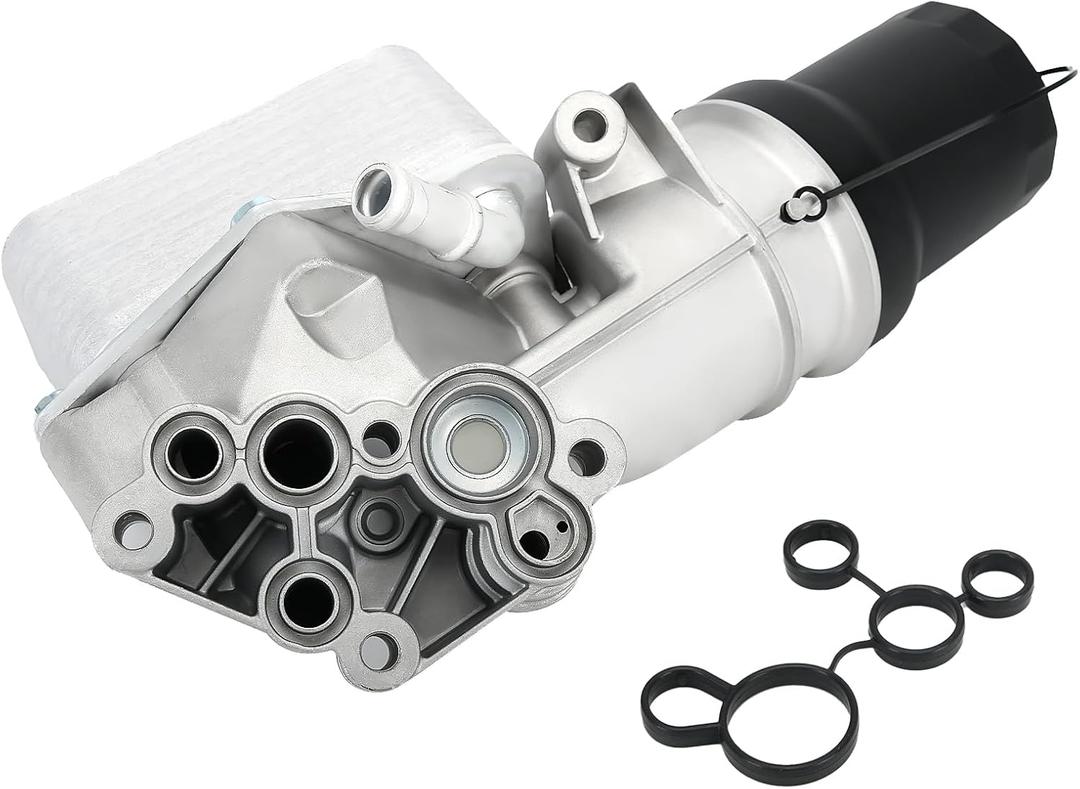 2.5L Aluminum Oil Filter Base Housing Assembly W/Oil Cooler Compatible with Audi TT RS Quattro 12-13 VW Beetle Golf Jetta Passat 05-14 07K115397D 07K115397A