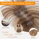 Hairro Clip In Bangs For Women Remy Short Hair Topper Hairpieces 3D Cover Fake Highlight Thin Wispy Bangs Hair Clip 11 Inches 14g #4P27 Medium Brown Mix Dark Blonde