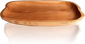 Natural Root Wood Dish, Unique Handmade Wood Serving Platter Tray Plate, Wooden Plates for Fruit Snack Appetizer Display (15.7"x11.4")