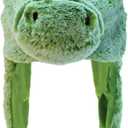 Puzzled Brown Moose Plush Hat - Super Soft Warm Hat With Ear Flaps, Cozy Fleece Winter Hat For Kids & Teens - One Size (Green Alligator)