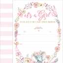 Your Main Event Prints Elephant Girl Baby Shower Invitations - Pink Floral Theme - It's a Girl Baby Sprinkle Invites - 20 Fill-In Cards - Envelopes Not Included