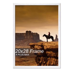 A PLUS MAX 20x28 Picture Frame, White Engineered Wood Frame for 20 x 28 Inch Picture Poster Photo, Light Weight 20 by 28 Frame with Wood-grain for Wall - 1 Pack/White/20 x28