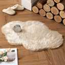 MIULEE Fluffy Rug Soft Shaggy Faux Fur Area Rug Luxury Plush Cloud Shape Carpet for Bedroom Living Room Sofa Chair 2 x 3 Feet, Beige