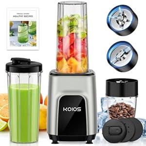 KOIOS Smoothie Blender, 900W Personal Blender and Grinder Combo for Kitchen, Smoothies Maker with 3 Non-BPA Portable Blender Cup for Baby Food, Beans, Nuts, Spice Protein Mixer