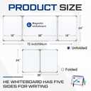 AmazingSpark 72" x 24" Foldable Whiteboard Dry Erase Board Large Tri Folding Whiteboard Magnetic Dry Erase Board, Wall Aluminium Frame and Flip Out Pen Tray for Office, Home