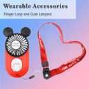 Cute Mouse Personal Mini Fan, Rechargeable Handheld USB Fan, 3 Adjustable Wind Speeds and Wearable Design, Portable Pocket Size for Travel/Outdoor/Vacation/Park Trip (Pink+Blue)