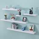 WELLAND 24 inch White Mission Floating Shelves for Wall, Bathroom and Bedroom, Modern Display and Book Shelves, Wall Mounted