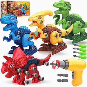 BAODLON Dinosaur Toys for 3 4 5 6 7 Year Old Boy, Take Apart Dinosaur Toys for Kid 3-5 5-7 Building Toy with Electric Drill, Learning Educational STEM Construction Toy Christmas Birthday Gift Boy Girl