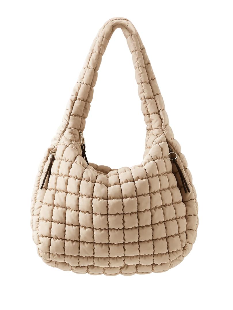 Puffer Quilted Tote Bag for Women Nylon Crossbody Bags Puffy Purse Hobo Large Shoulder Bag Trendy