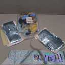 Blue Birthday Decorations for Women Girls, Light Dusty Blue White Sand Foil Balloons Table Cloth Sash Crown Fringe Curtains Happy Birthday Banner Glitter Star Garland Topper Butterfly Party Supplies