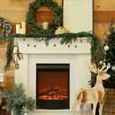 9 ft Christmas Artificial Cedar Garlands Real Touch Christmas Cedar Garland 3 Cow Bells with Bell Banner Xmas Realistic Faux Greenery Pine Garlands for Mantel Fireplace Stair Winter Decor