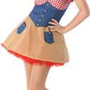 fun shack Women's Cowboy Costume Denim Dress Hat Halloween Cowgirl Outfit Western (X-Large)