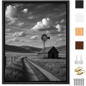 Canvas Floater Frame for 1”–1.25”Deep Gallery Wrapped Canvas, Wood-Look Floating Frame Wall Artwork for Oil Paintings, Gallery Bedroom, Living Room, Studio, Made in USA (Black,24x30)