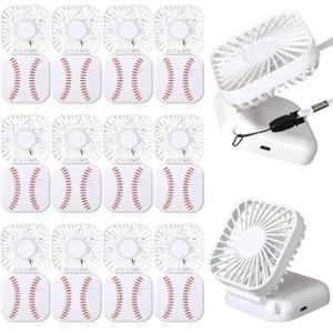 Retisee 12 Pcs Baseball Mini Portable Handheld Fans 3 Speed USB Rechargeable Necklace Fans Bulk 180 Foldable Electric Personal for Sport Party Favors Team Game Gift(Baseball)