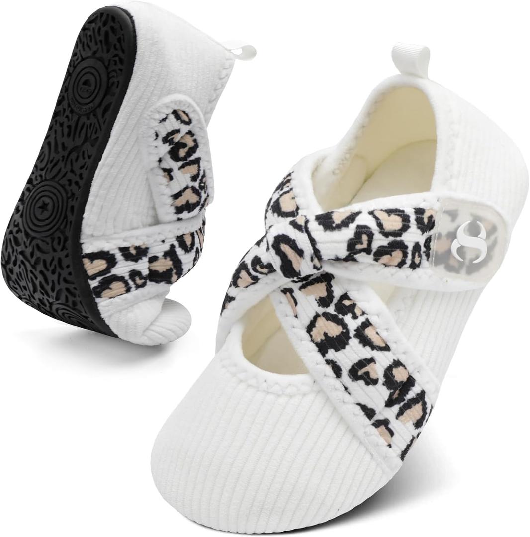 Scurtain Slippers for Women Comfy House Bedroom Corduroy Cross Bow Slide Slipper Shoes Ladies Adjustable Indoor Outdoor Slippers (8-9)