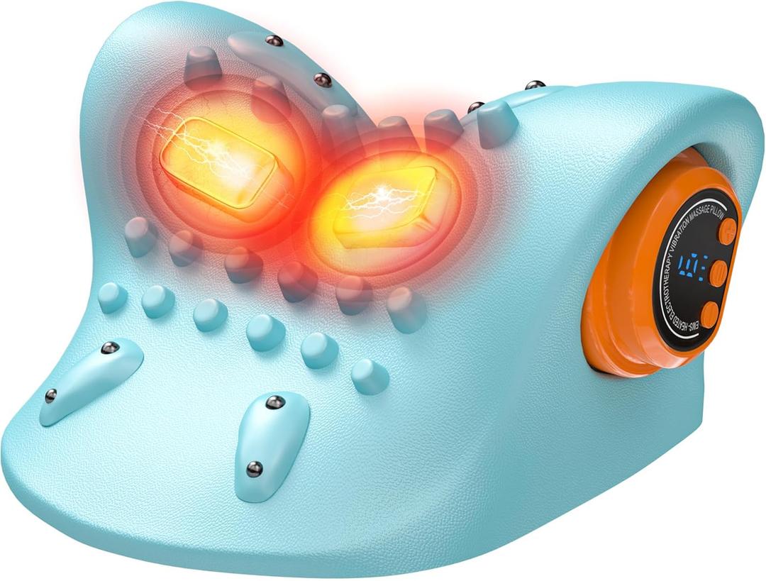 snawowo Cervical Neck Massager with Heat, 3 in 1 Portable Massager & Shoulder Relaxer Traction Stretcher for Pain Relief and Muscle Relaxation