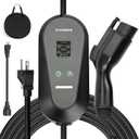Level 1+2 Portable EV Charger for Electric Cars, 16A 3.5KW with 1.8 Inch LCD Display, 110V-240V, 6-20P Power Plug, J1772 Compatible, Applicable to Household Electricity